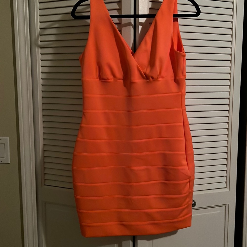 Nwt neon orange Arden B bandage style dress size L